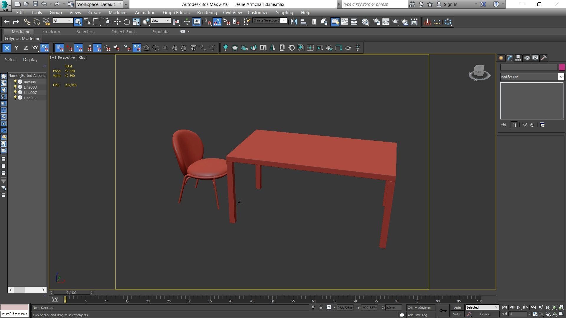 Dining set table and chairs Low-poly 3D model_7