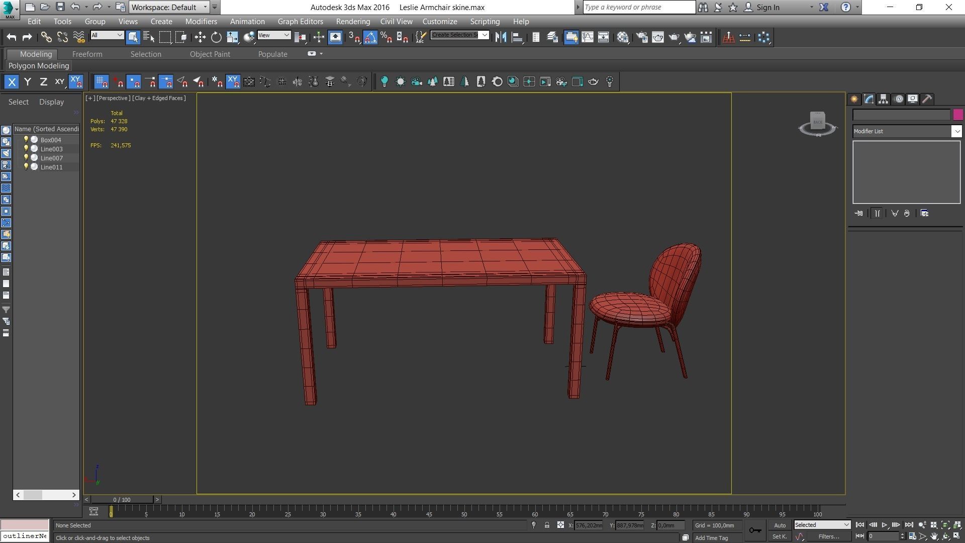 Dining set table and chairs Low-poly 3D model_9