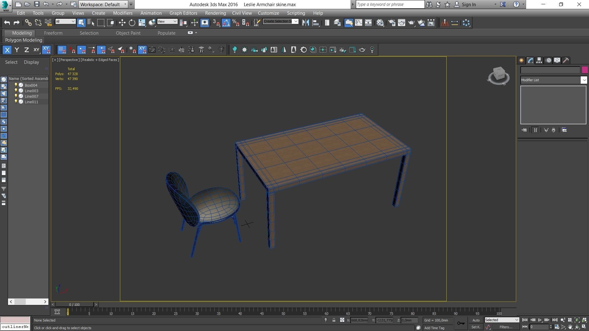 Dining set table and chairs Low-poly 3D model_4