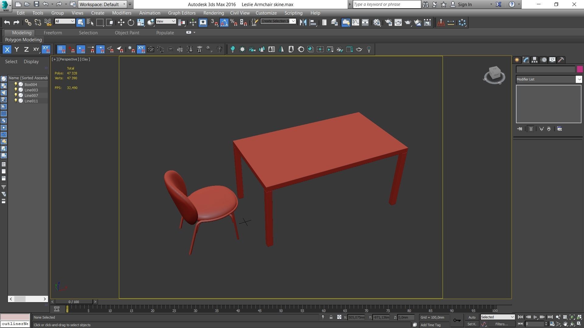 Dining set table and chairs Low-poly 3D model_6