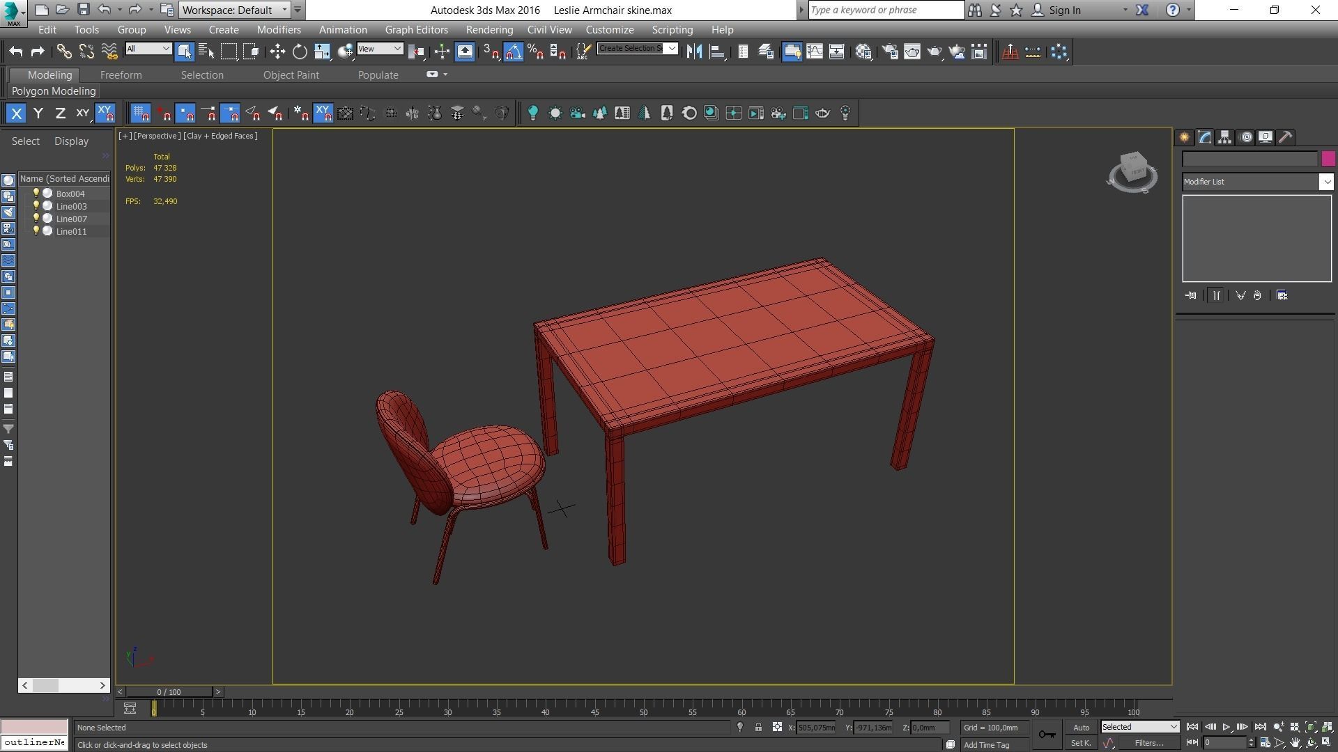 Dining set table and chairs Low-poly 3D model_5