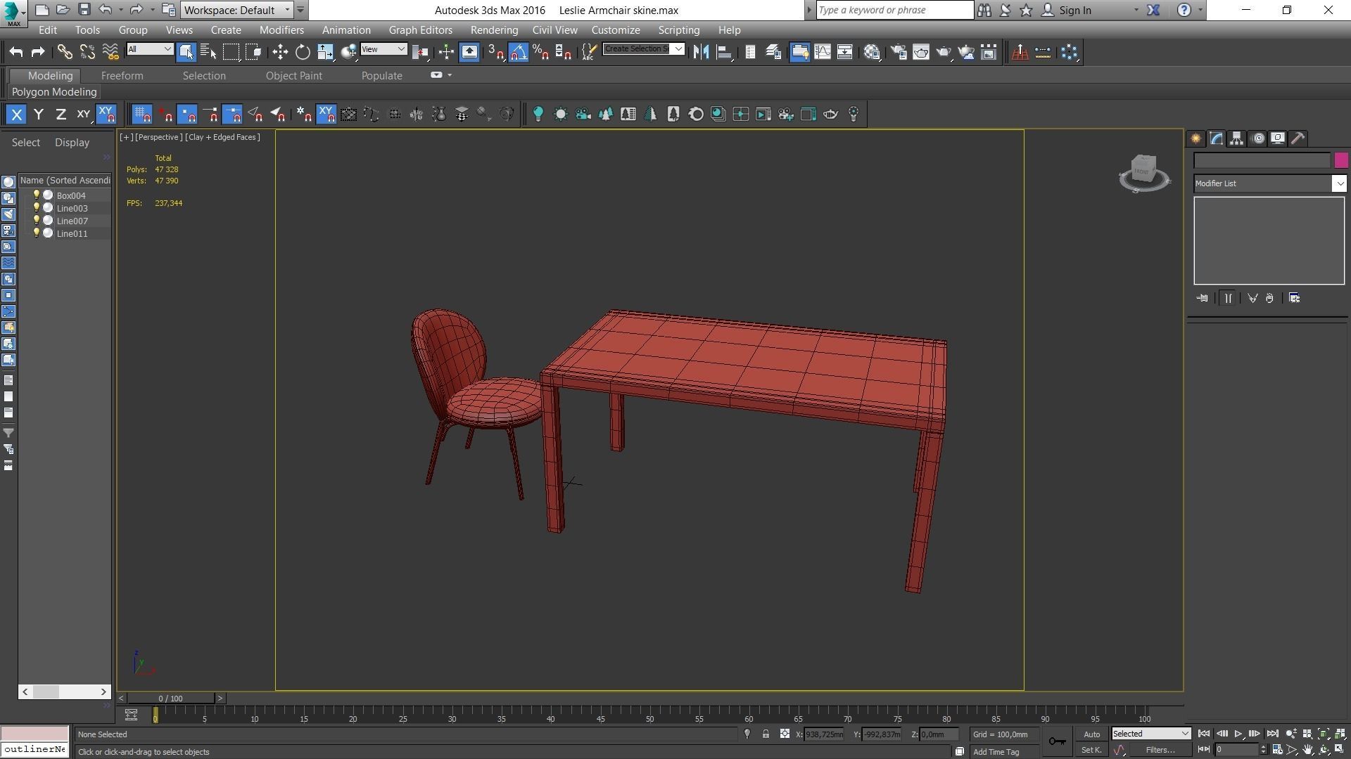 Dining set table and chairs Low-poly 3D model_8