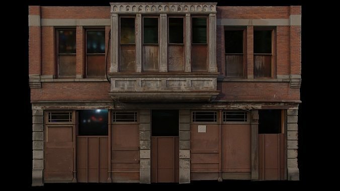 Derelict Wall-9 Low-poly 3D model