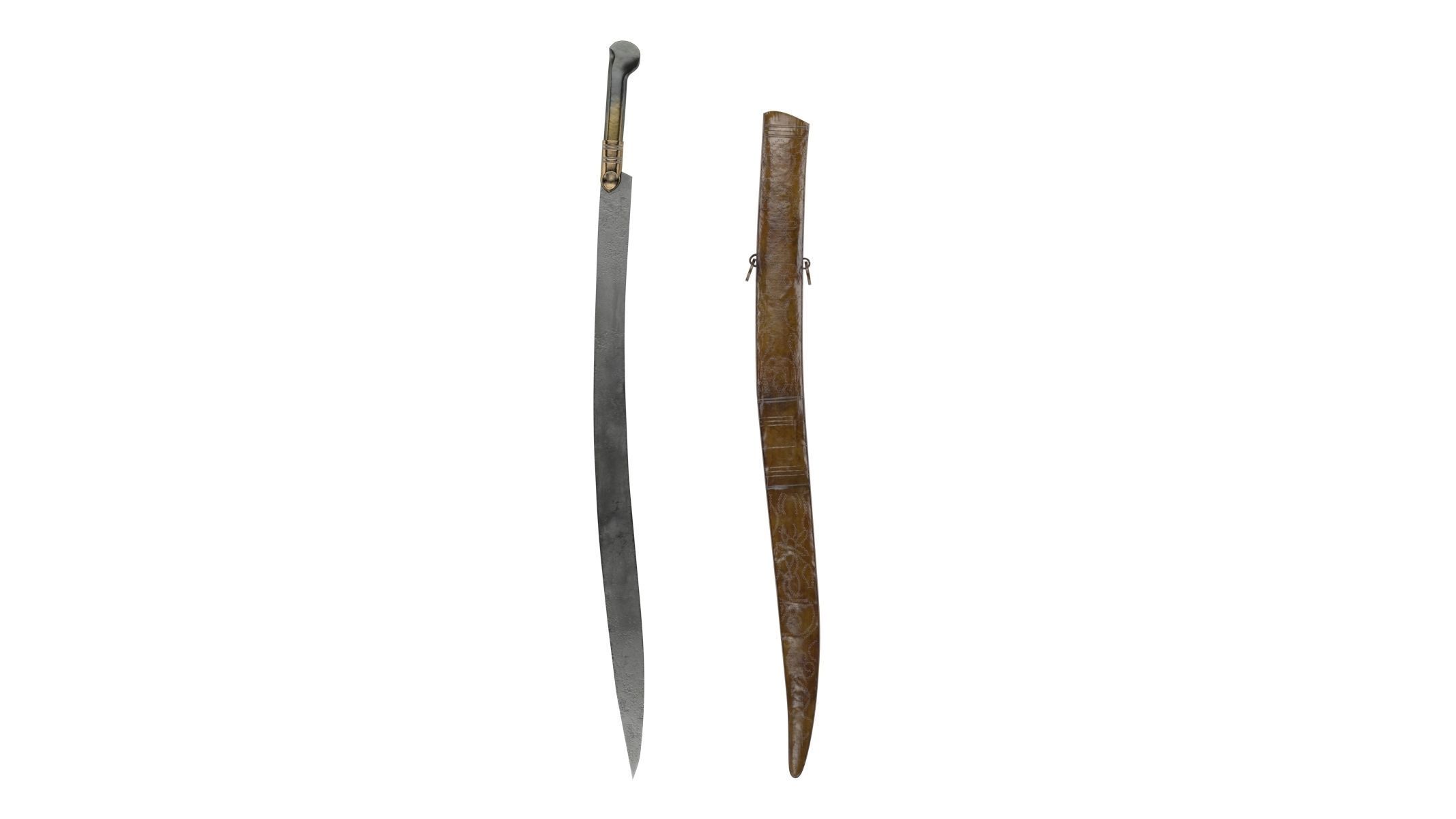 Yatagan Sword Low-poly 3D model_4