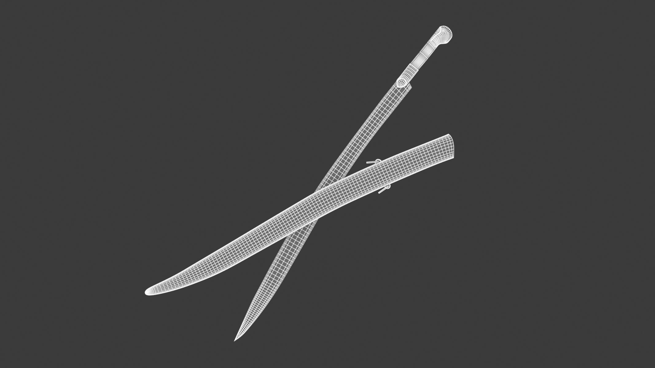 Yatagan Sword Low-poly 3D model_15