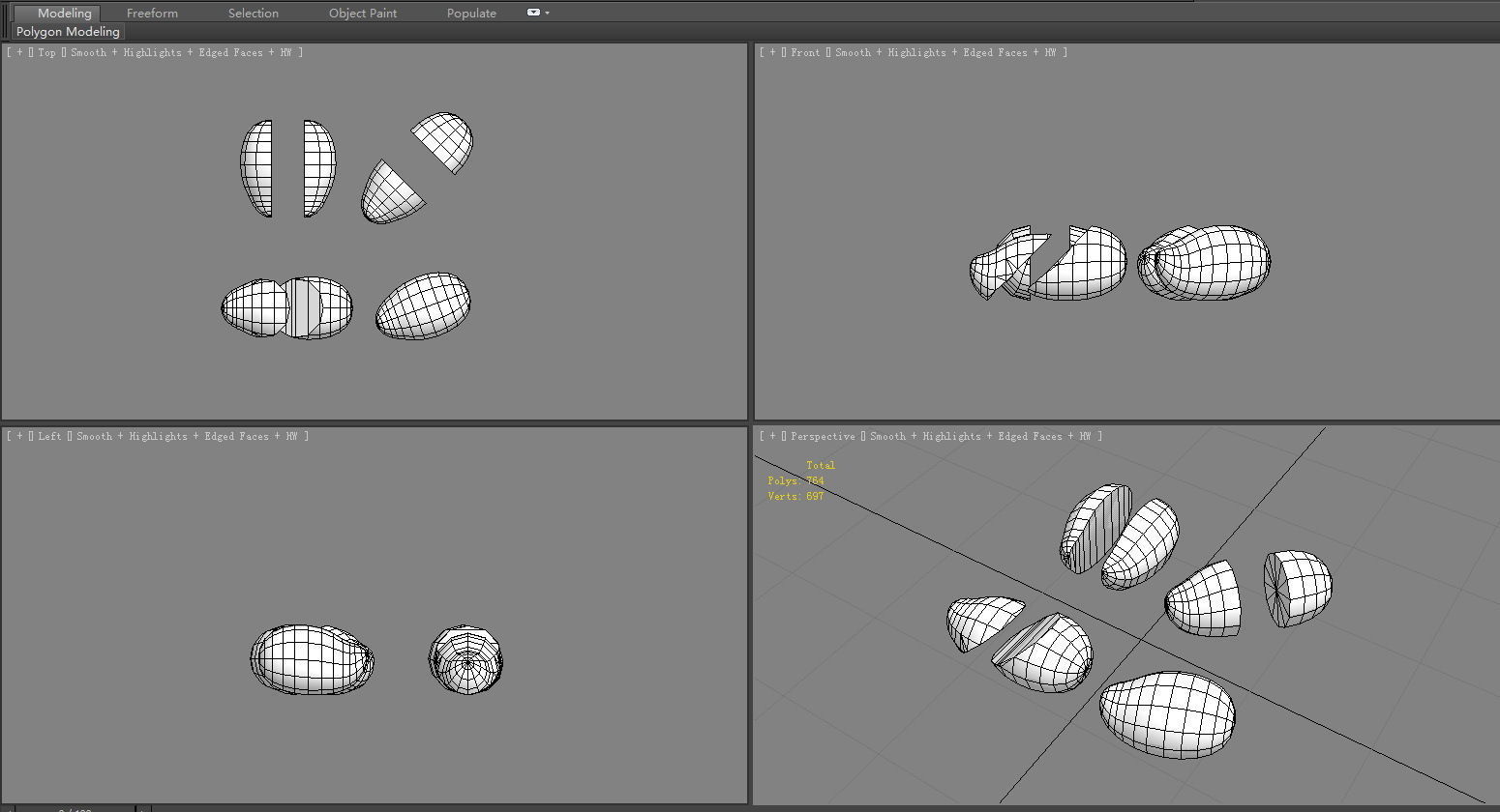 Cartoon mango and slice  Low-poly 3D model_5
