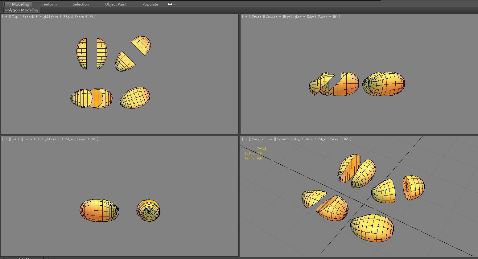 Cartoon mango and slice  Low-poly 3D model_4