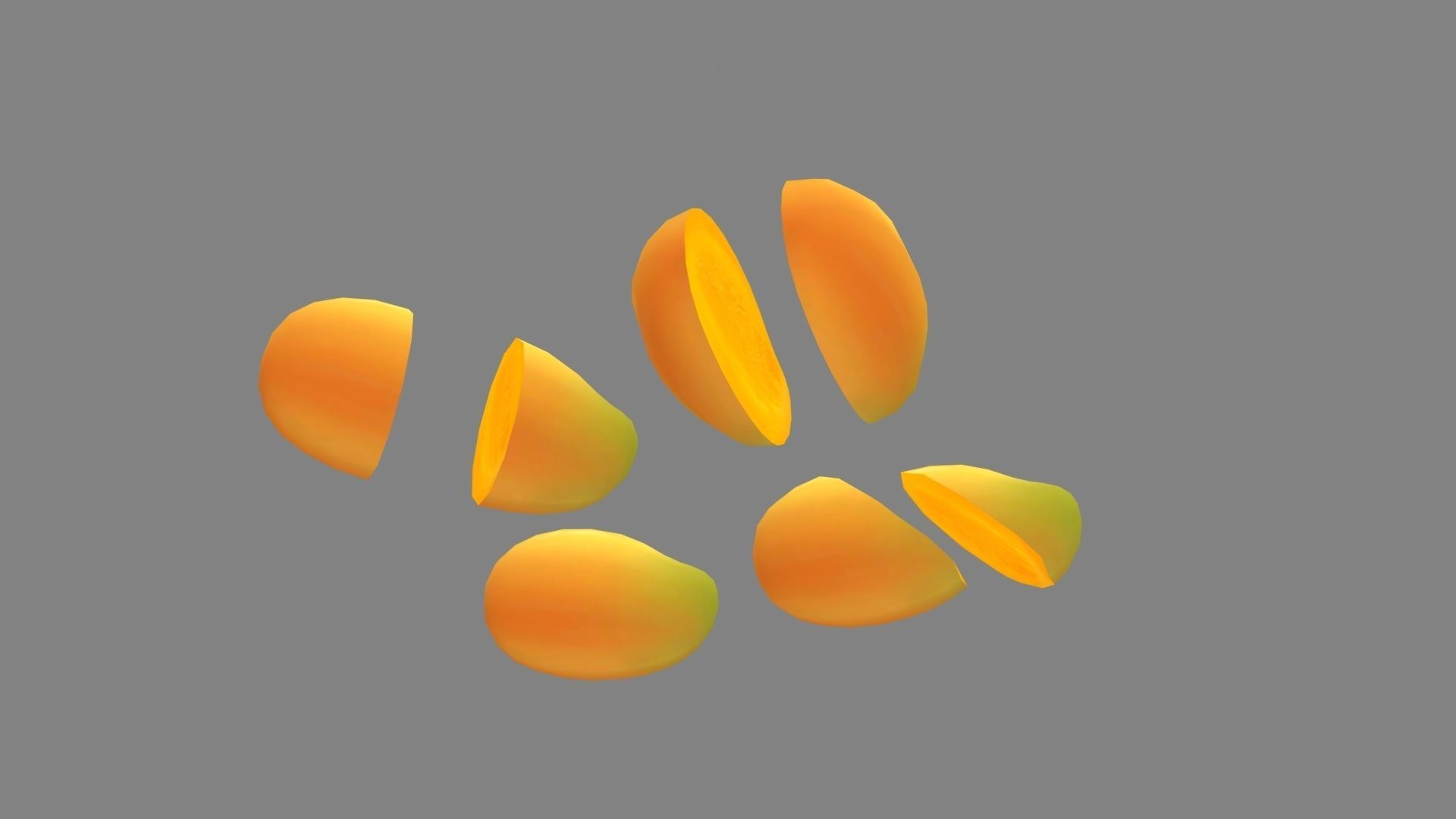 Cartoon mango and slice  Low-poly 3D model_2