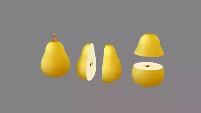 Cartoon yellow pear  and  slice 