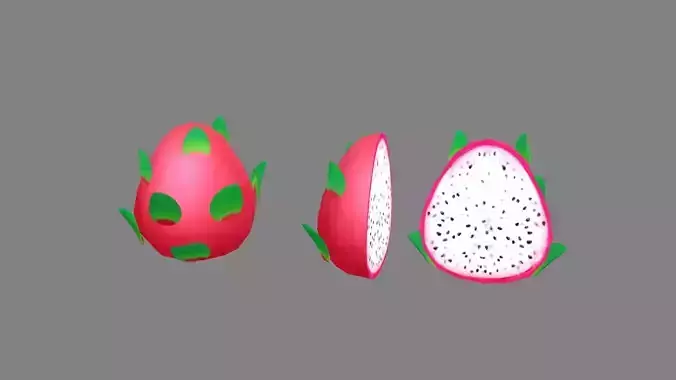 Cartoon dragon fruit - pitaya and slice