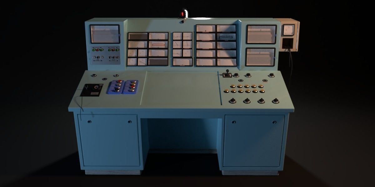 Old Industrial Control Panel 3D model_4