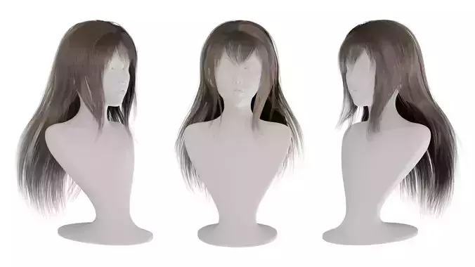 Realistic Woman Long Hair Style Low-poly 3D model