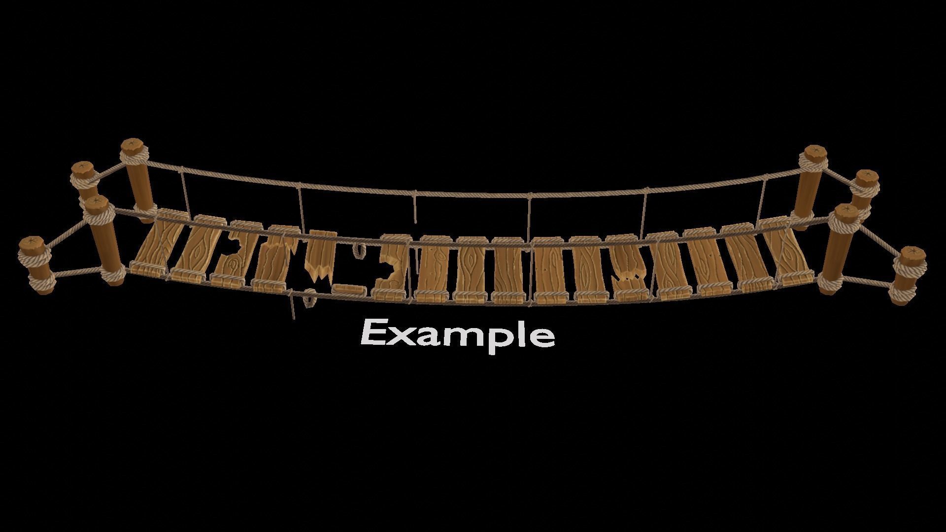 Lowpoly Rope Bridge Modular Asset Low-poly 3D model_4