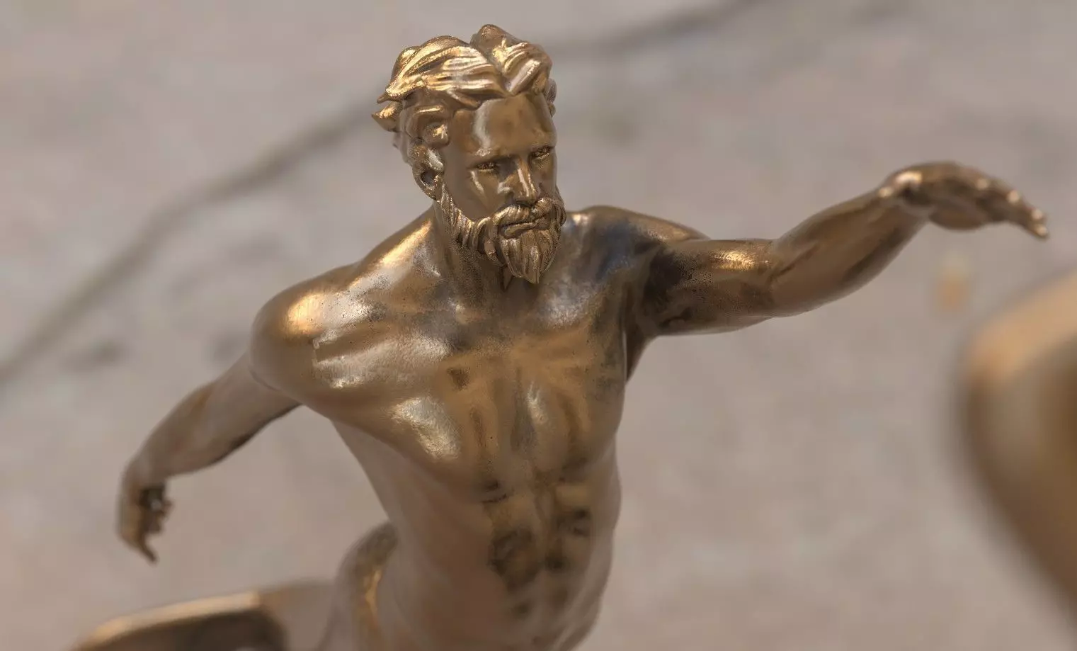 Mermaid statue - The Neptune and Nereida Sculpture 3D model_0