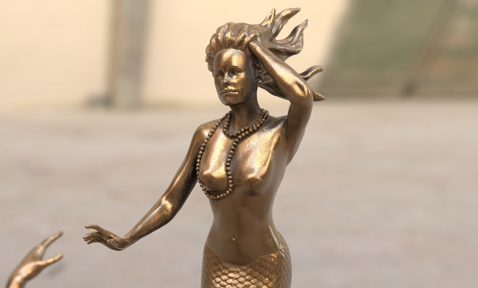 Mermaid statue - The Neptune and Nereida Sculpture 3D model_4