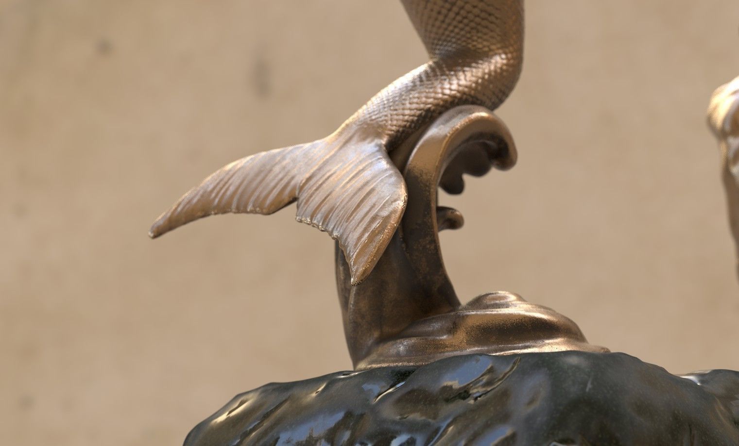 Mermaid statue - The Neptune and Nereida Sculpture 3D model_5