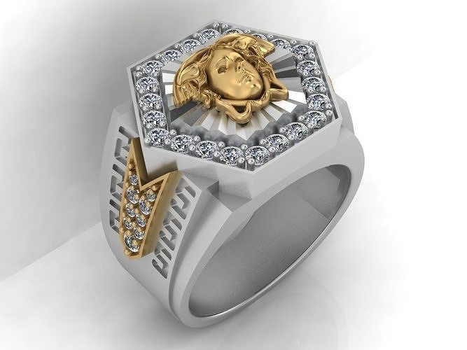 3d-model ring gold and silver with diamonds 3D print model