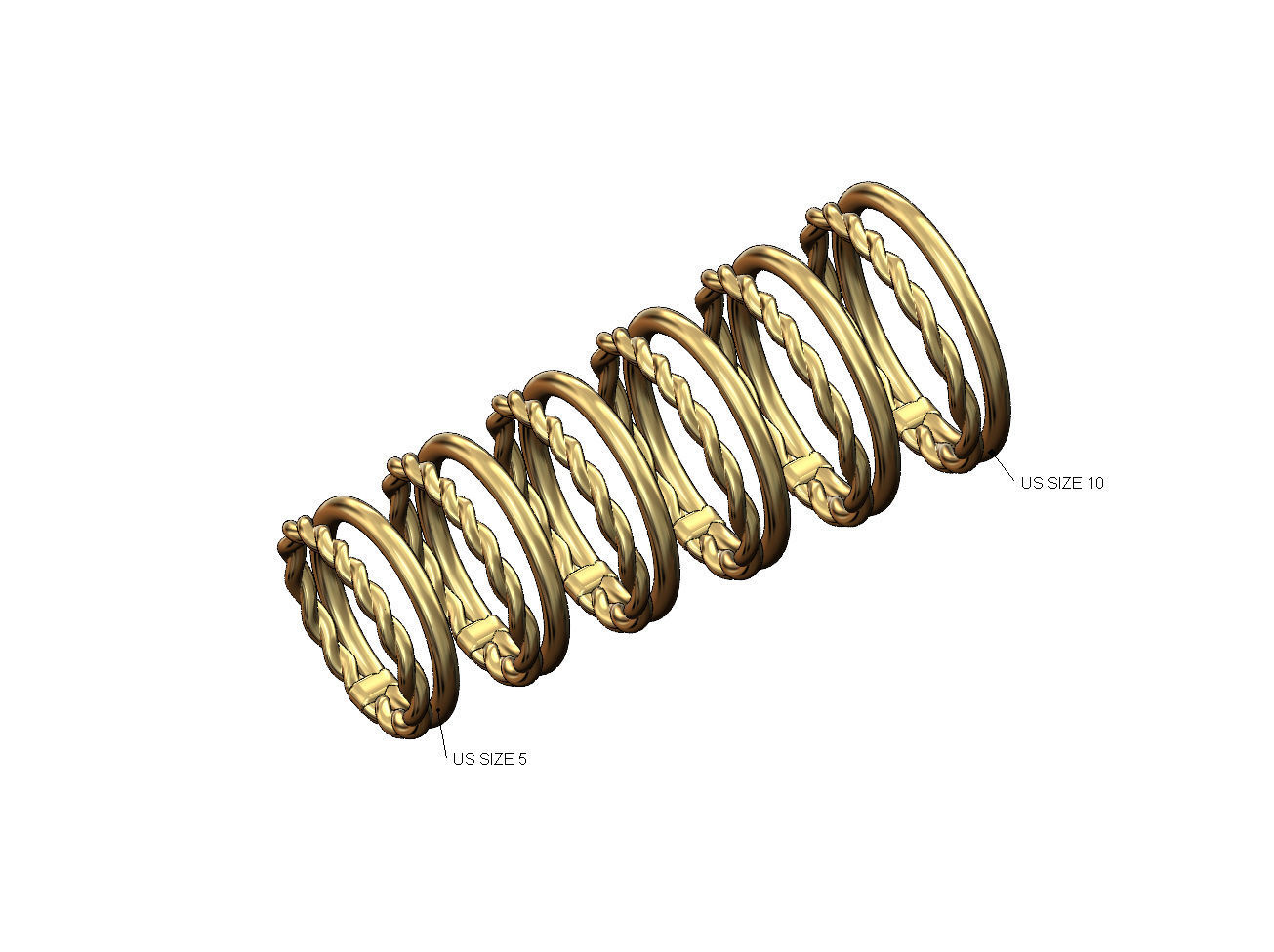 Rope and wire stacker band US sizes 5to10 3D print model_1