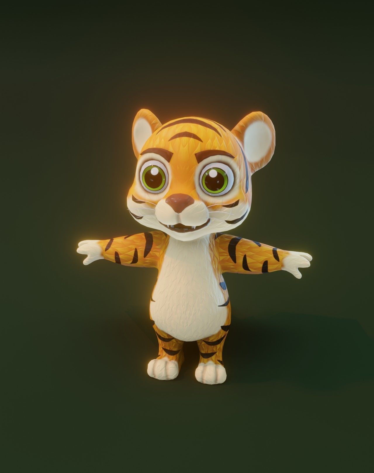 Cartoon Tiger Animated 3D Model Low-poly 3D model_4