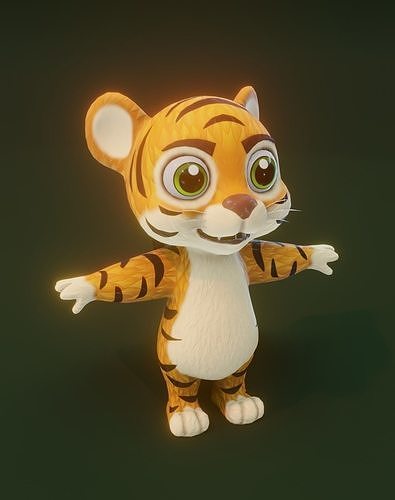 Cartoon Tiger Animated 3D Model Low-poly 3D model