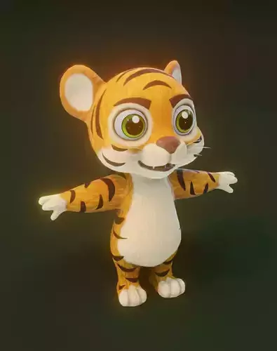 Cartoon Tiger Animated 3D Model Low-poly 3D model