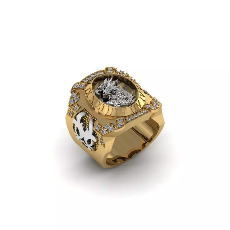 3d-model ring rose gold with diamonds 3D print model_0