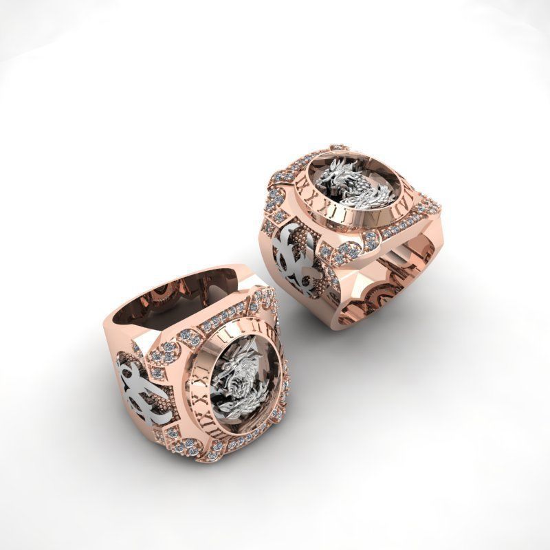 3d-model ring rose gold with diamonds 3D print model_6