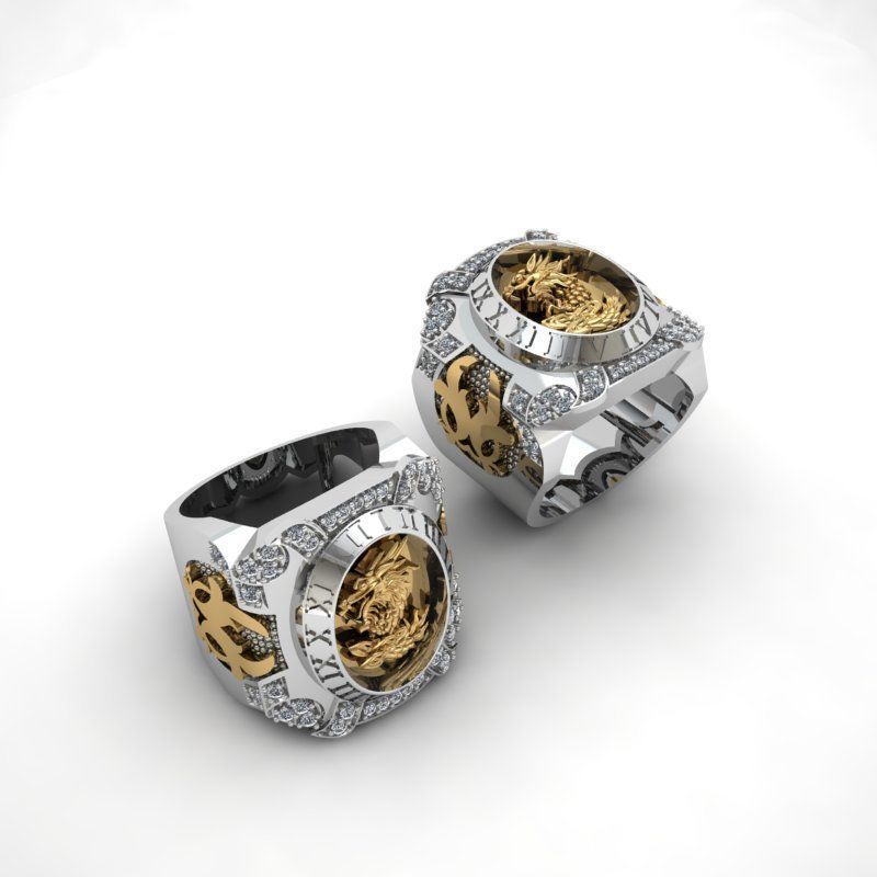 3d-model ring rose gold with diamonds 3D print model_5