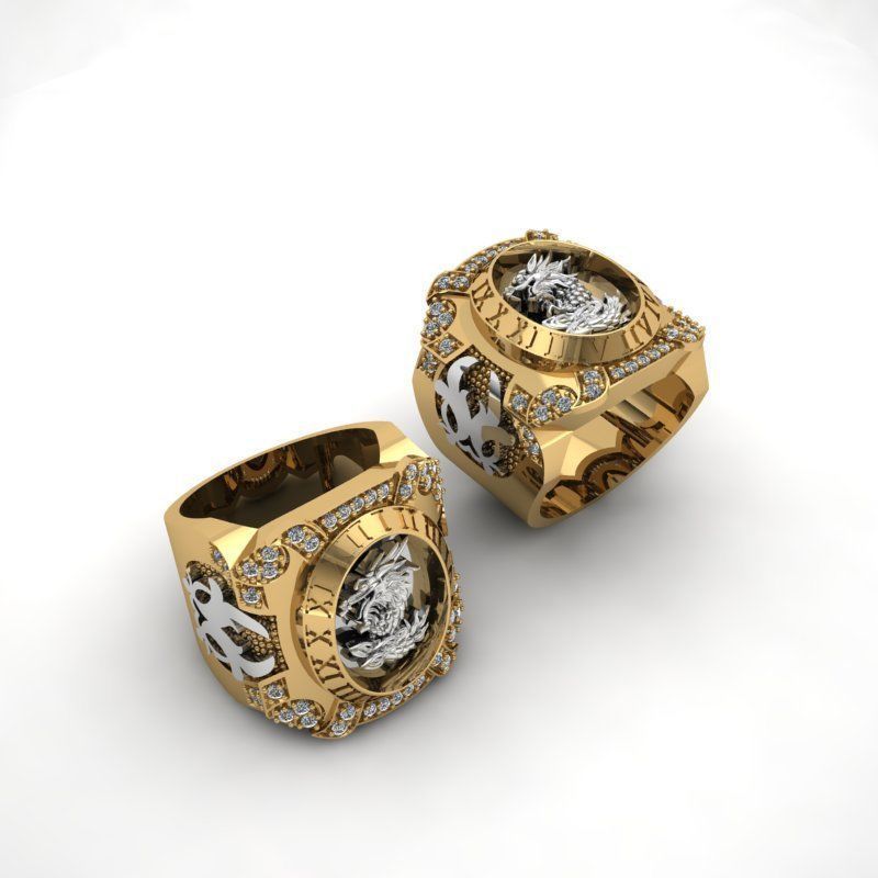 3d-model ring rose gold with diamonds 3D print model_4