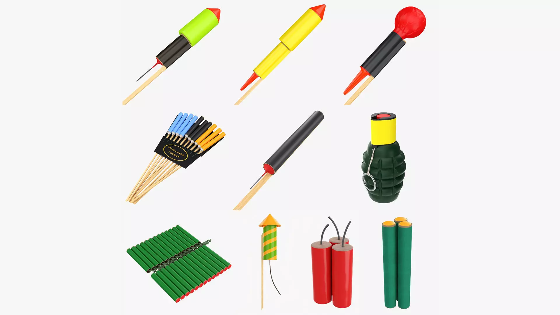 Fireworks firecrackers rockets pack 3D Model Collection_0