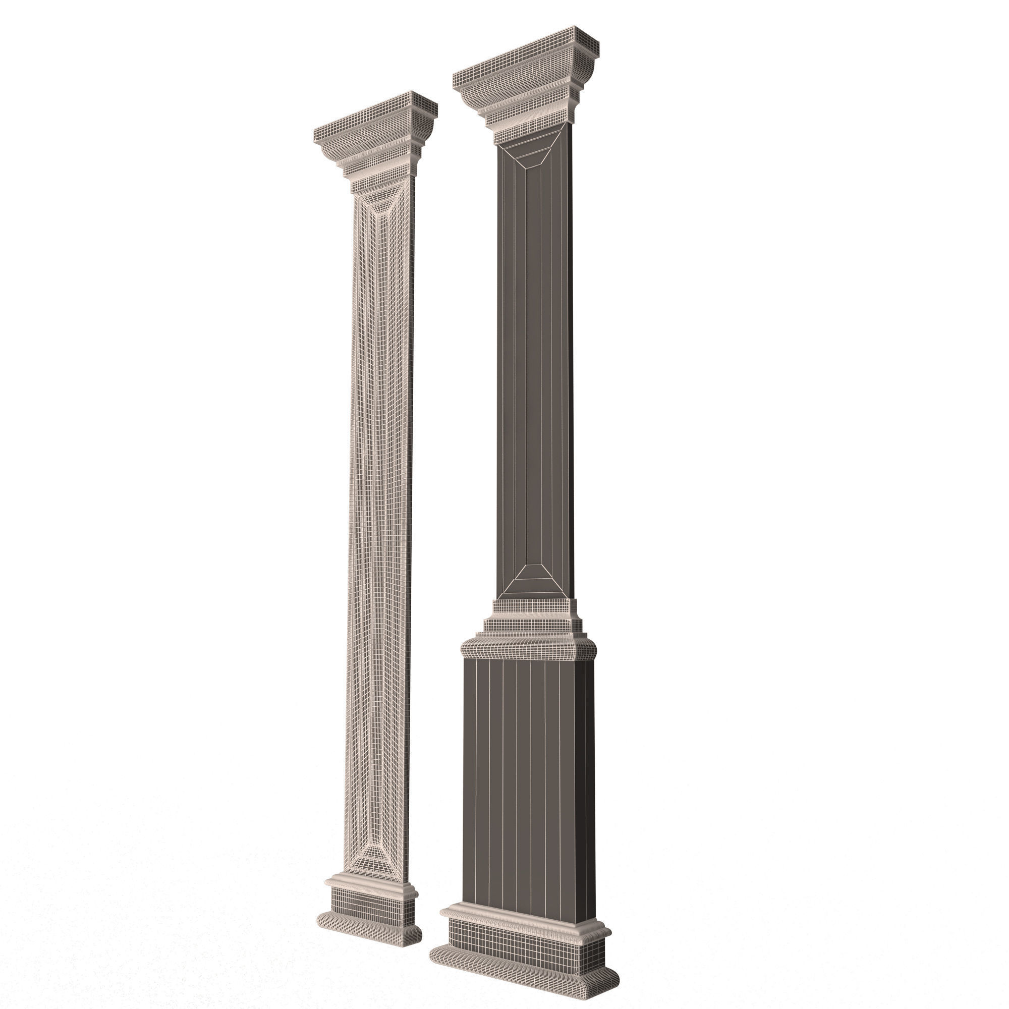 Interior-Exterior Pilasters Low-poly 3D model_8