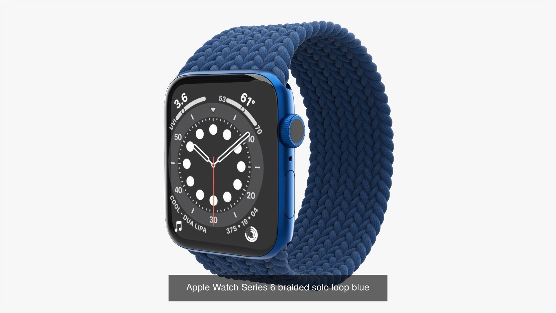 Apple Watch Series 6 braided silicone solo loop blue 3D Model Collection_3