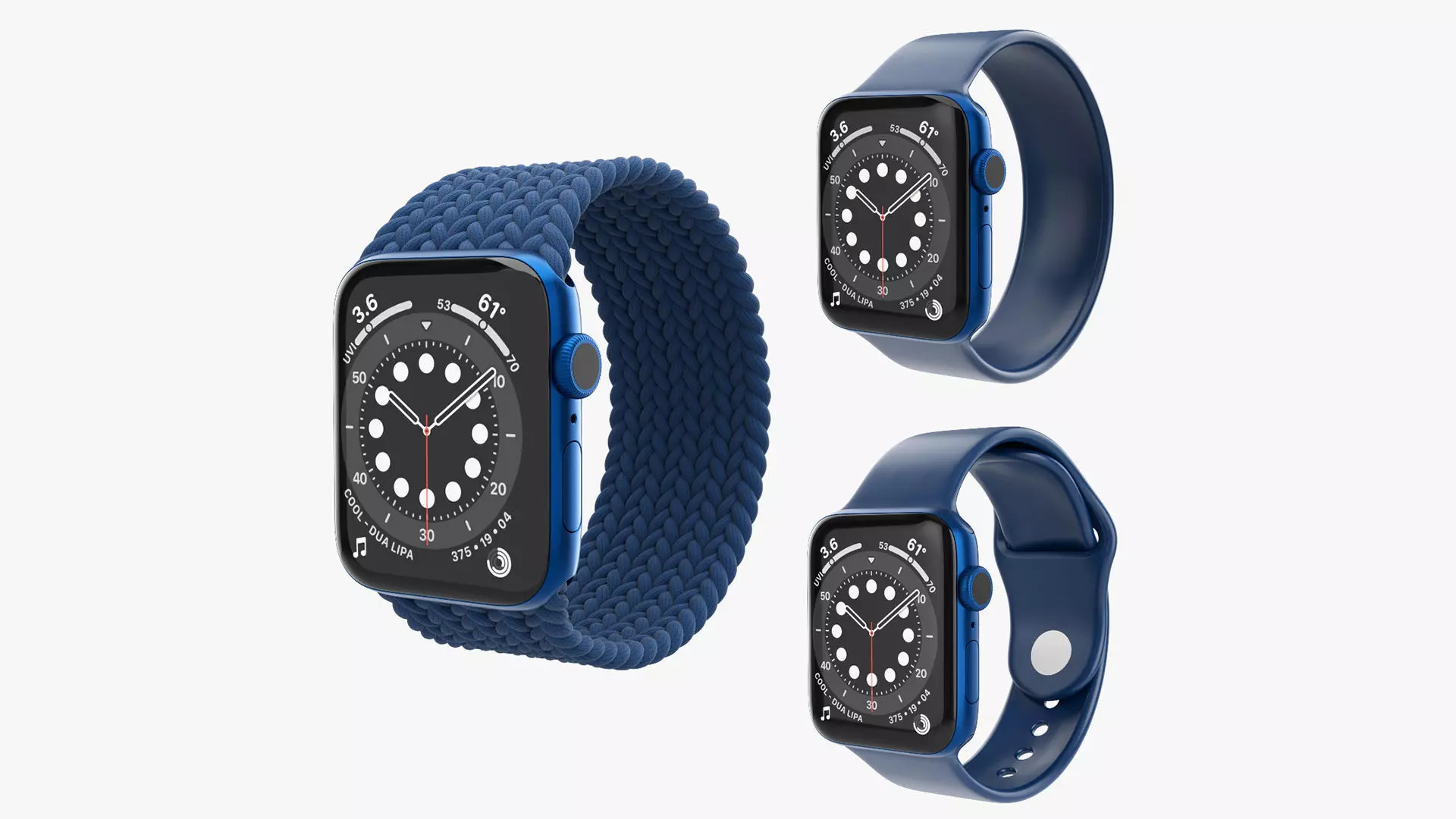 Apple Watch Series 6 braided silicone solo loop blue 3D Model Collection_0