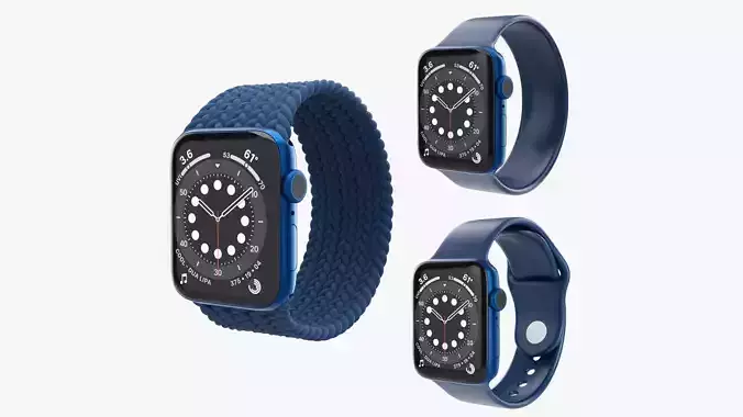 Apple Watch Series 6 braided silicone solo loop blue 3D Model Collection
