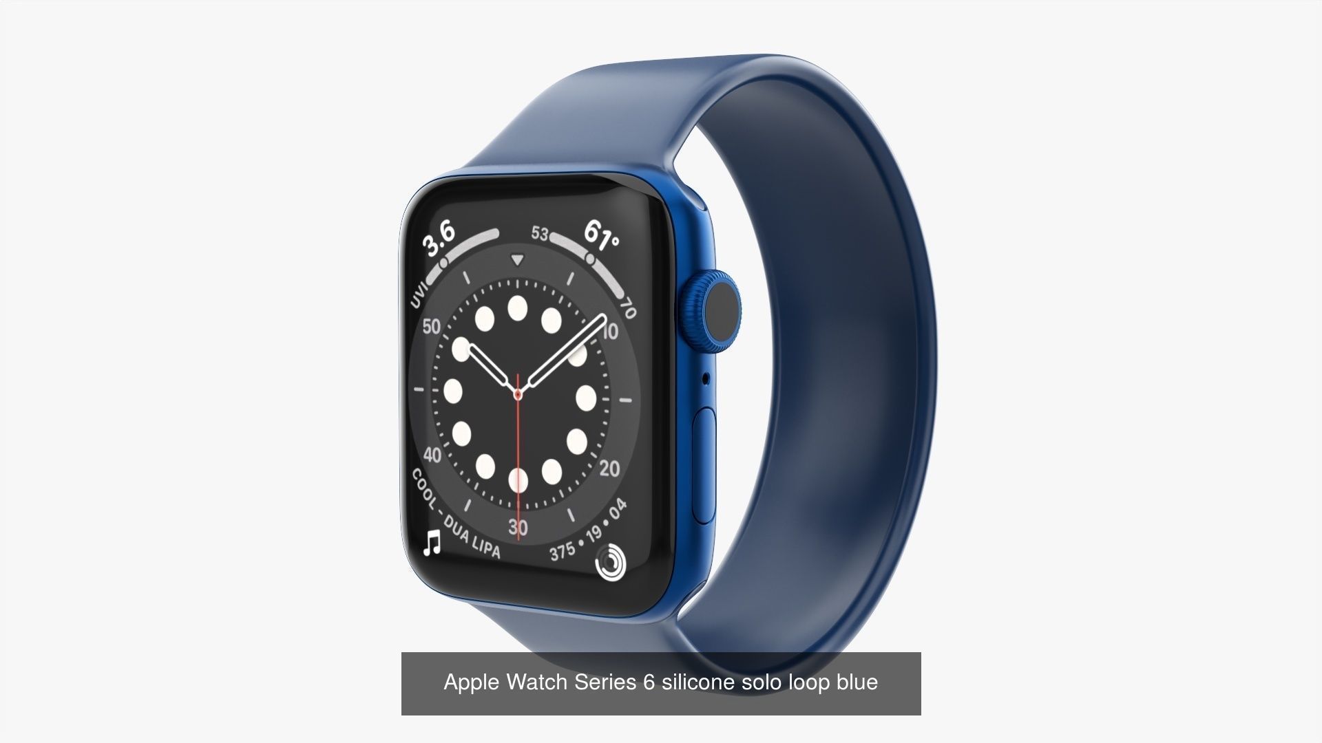 Apple Watch Series 6 braided silicone solo loop blue 3D Model Collection_2