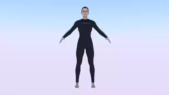 Woman in Wetsuit Low-poly 3D model