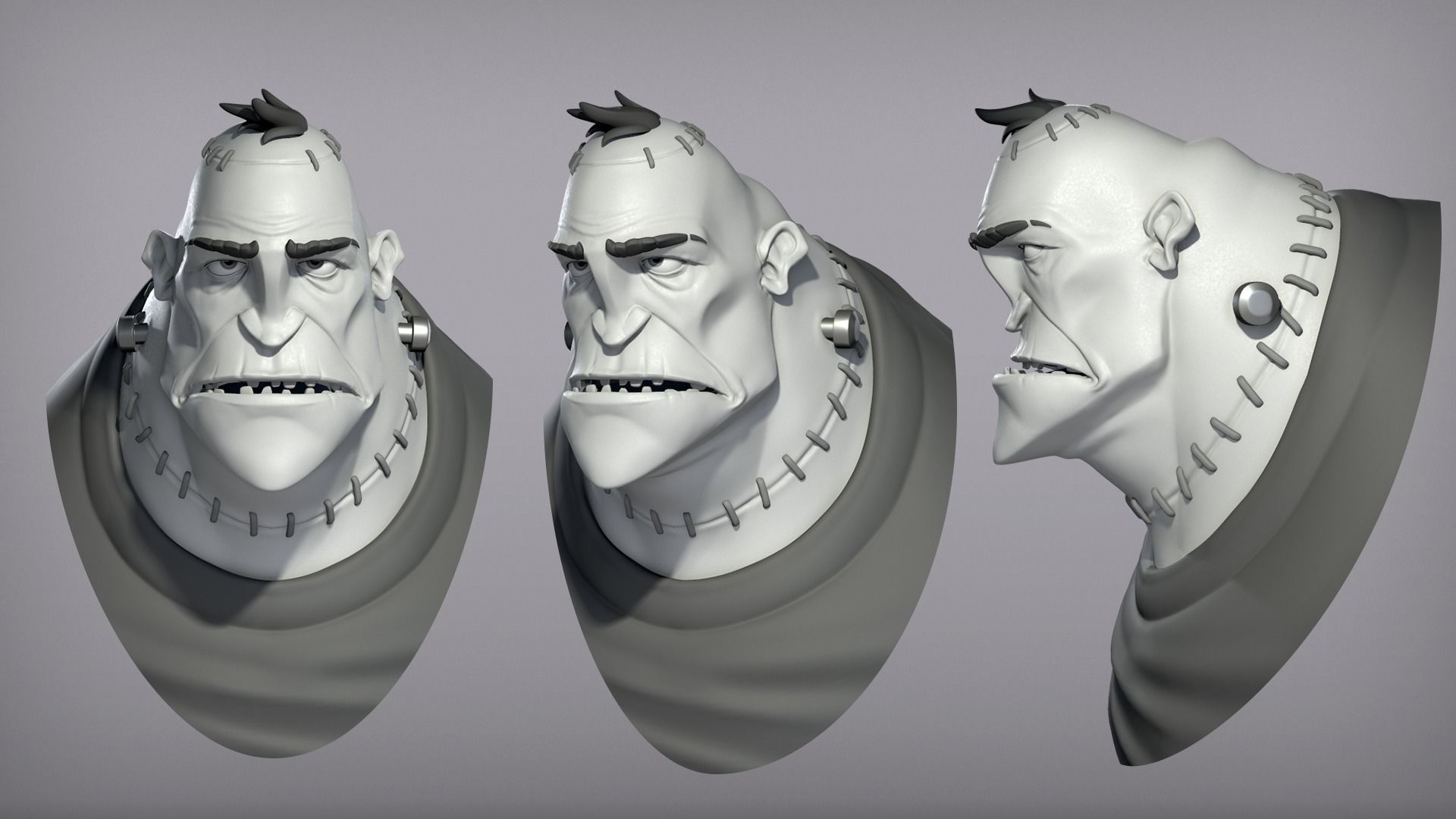 Cartoon character Frankenstein monster base mesh 3D model_2