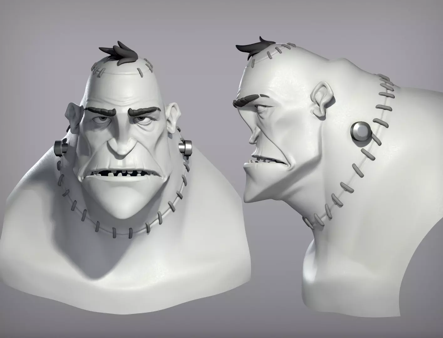 Cartoon character Frankenstein monster base mesh 3D model_0