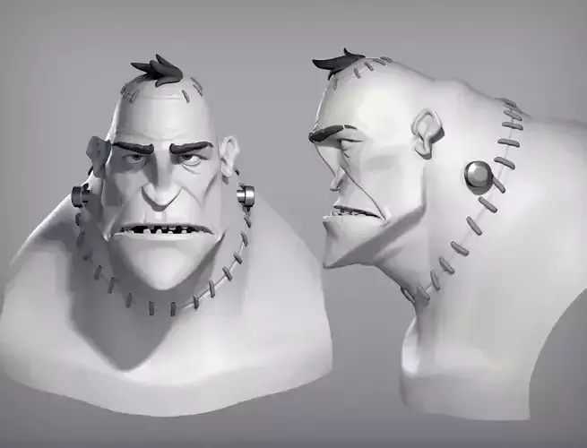 Cartoon character Frankenstein monster base mesh