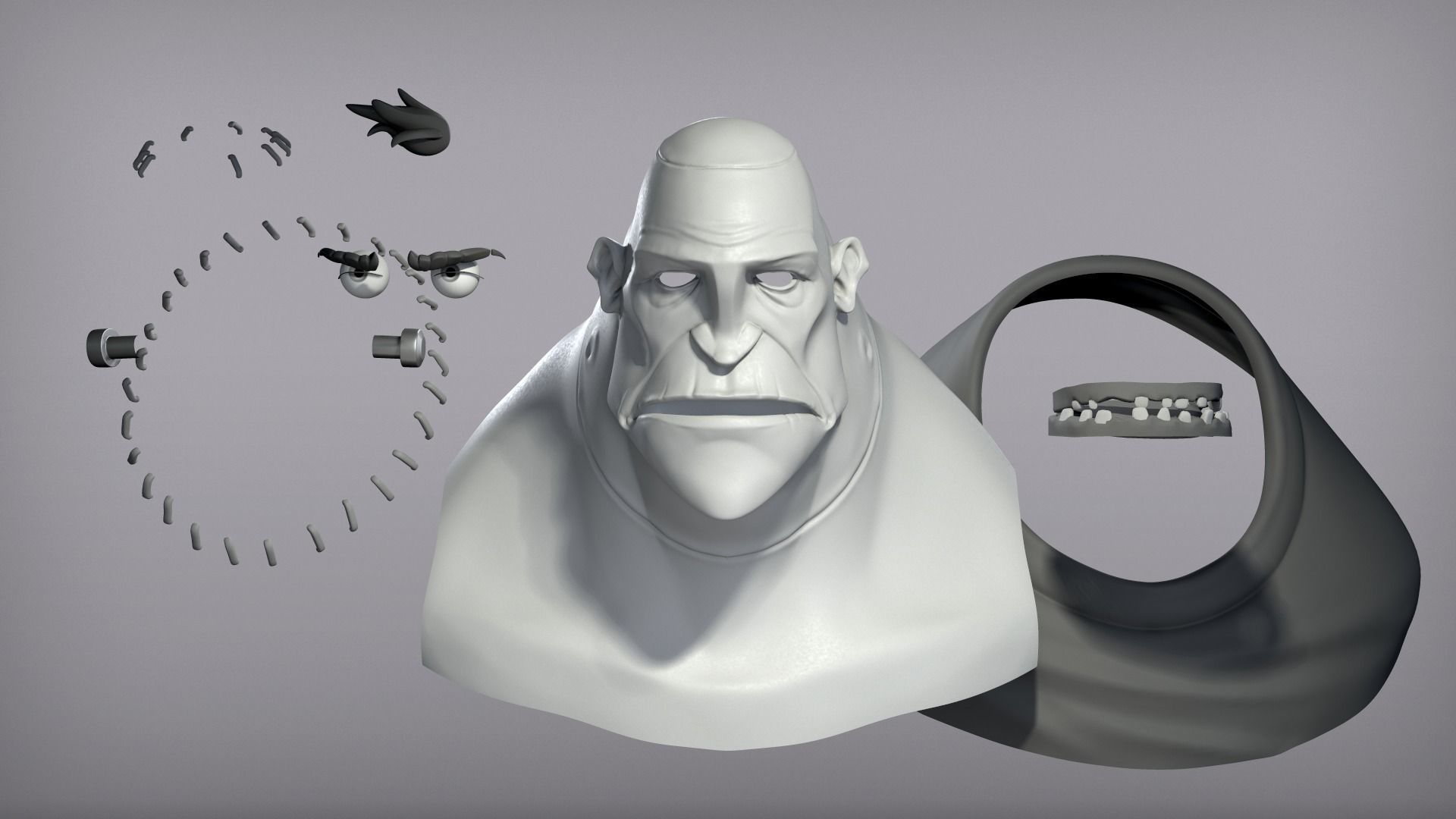 Cartoon character Frankenstein monster base mesh 3D model_6