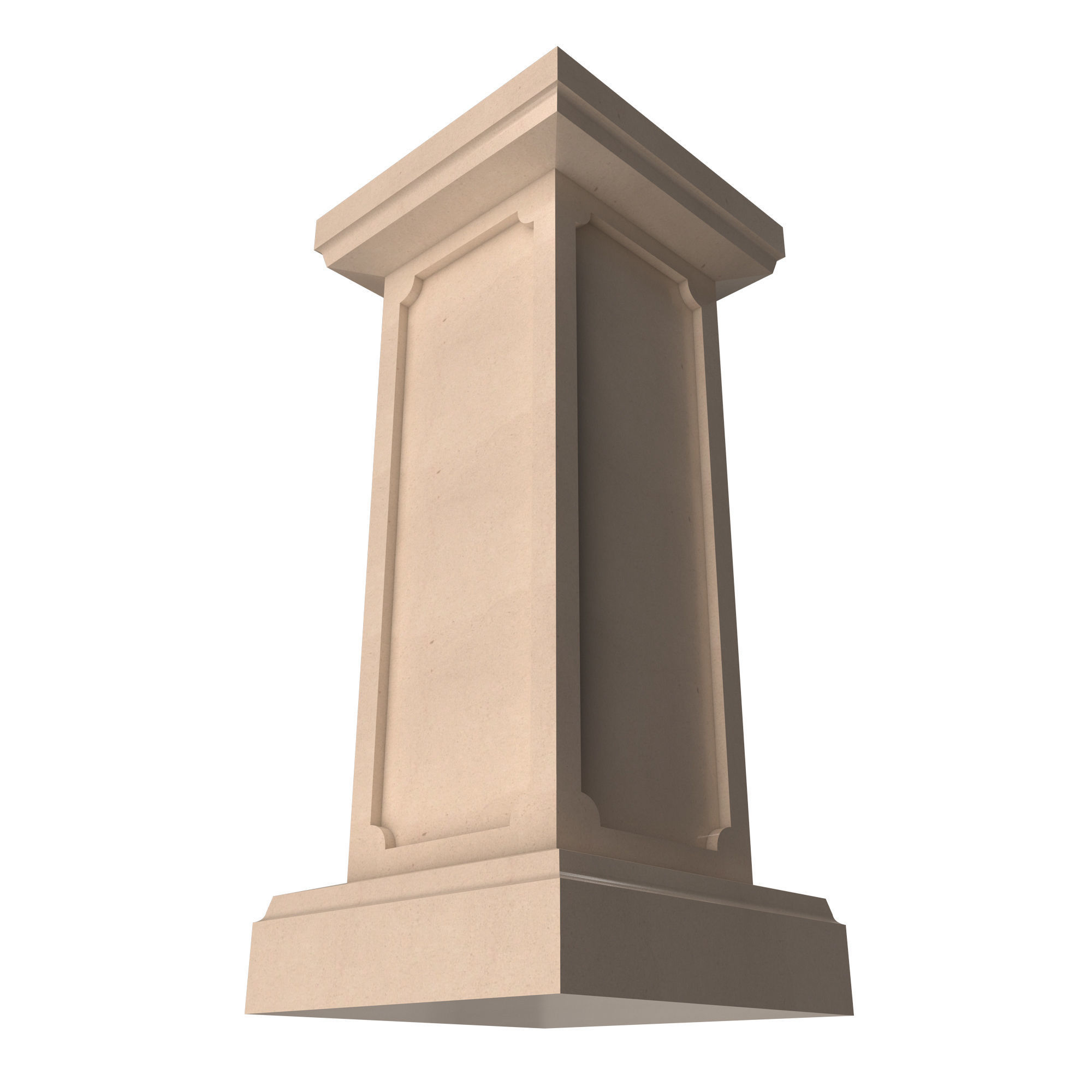Square Column Pedestal Low-poly 3D model_2