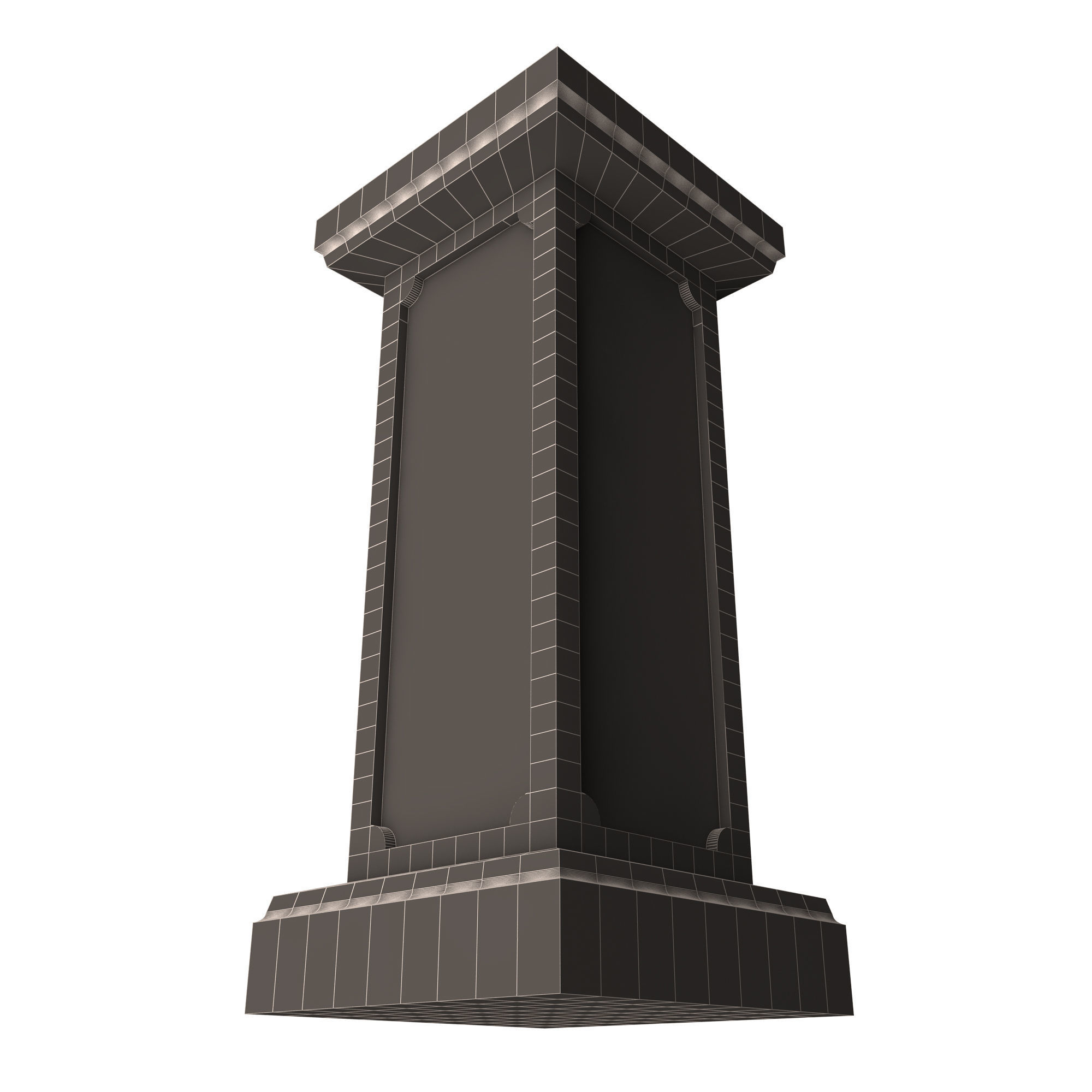 Square Column Pedestal Low-poly 3D model_8