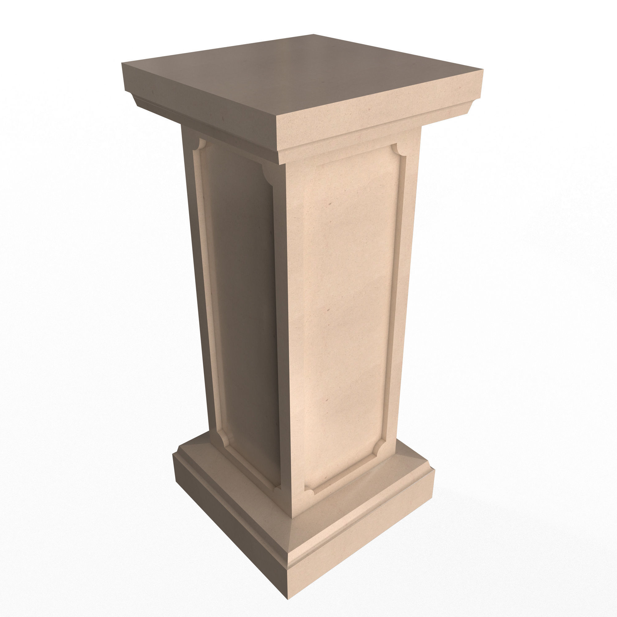 Square Column Pedestal Low-poly 3D model_1