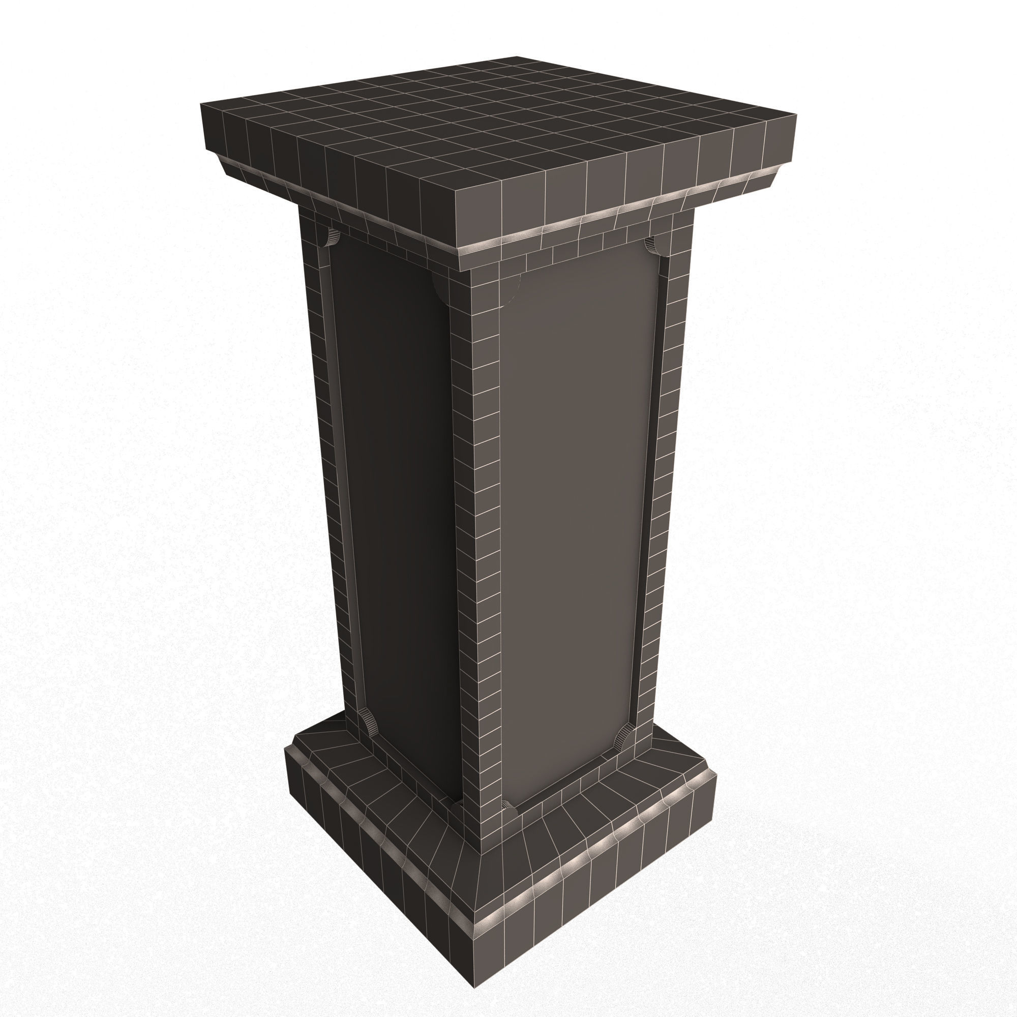Square Column Pedestal Low-poly 3D model_7