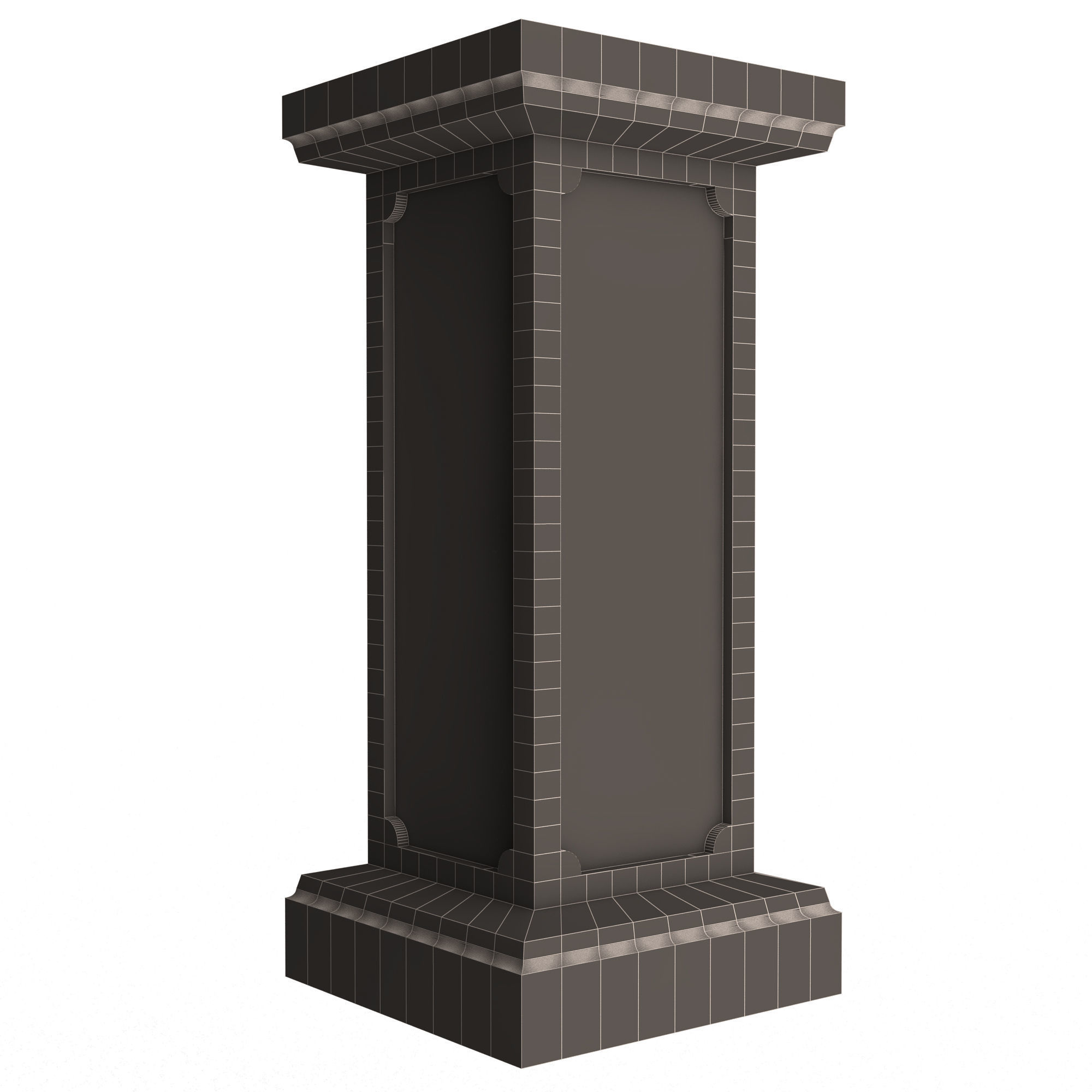 Square Column Pedestal Low-poly 3D model_6