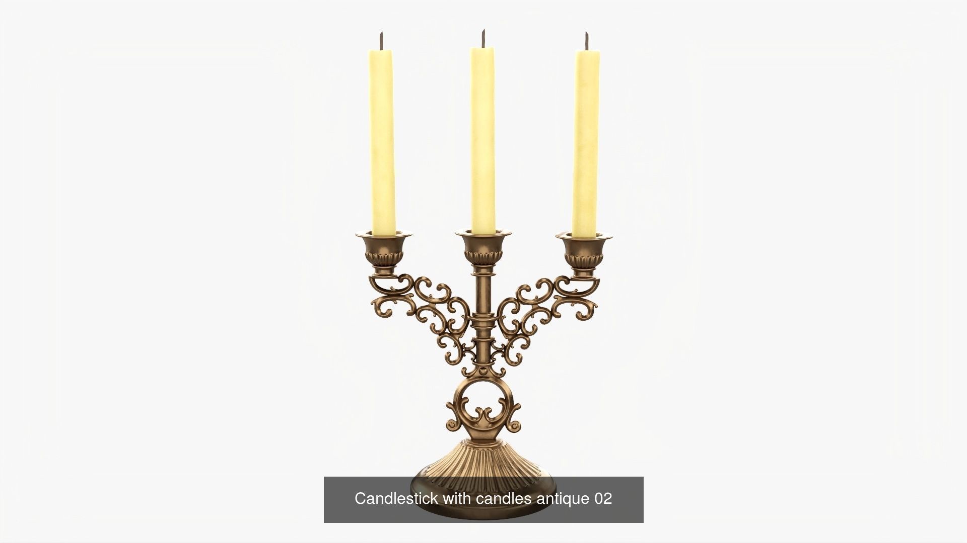 Antique candlesticks with candles 3D Model Collection_4