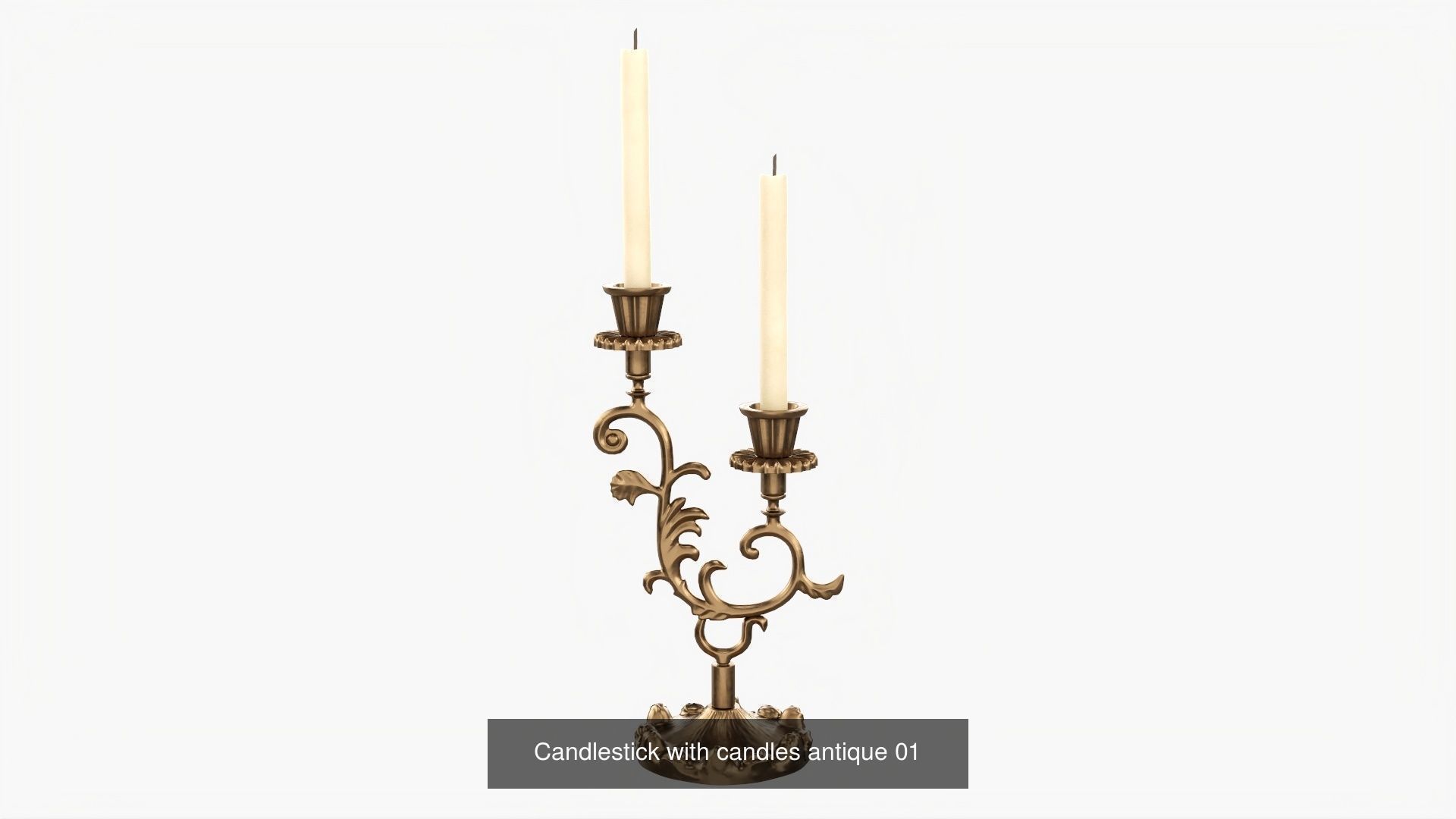 Antique candlesticks with candles 3D Model Collection_3