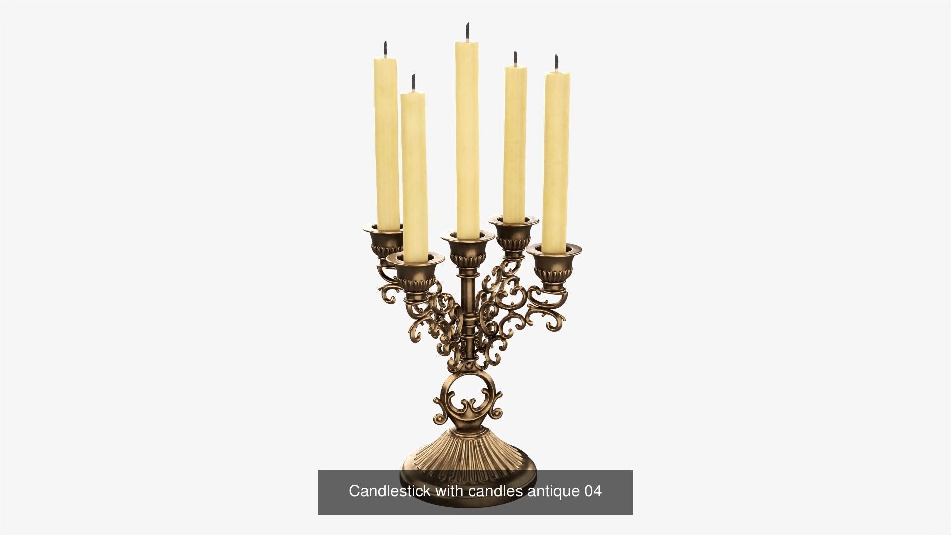 Antique candlesticks with candles 3D Model Collection_8