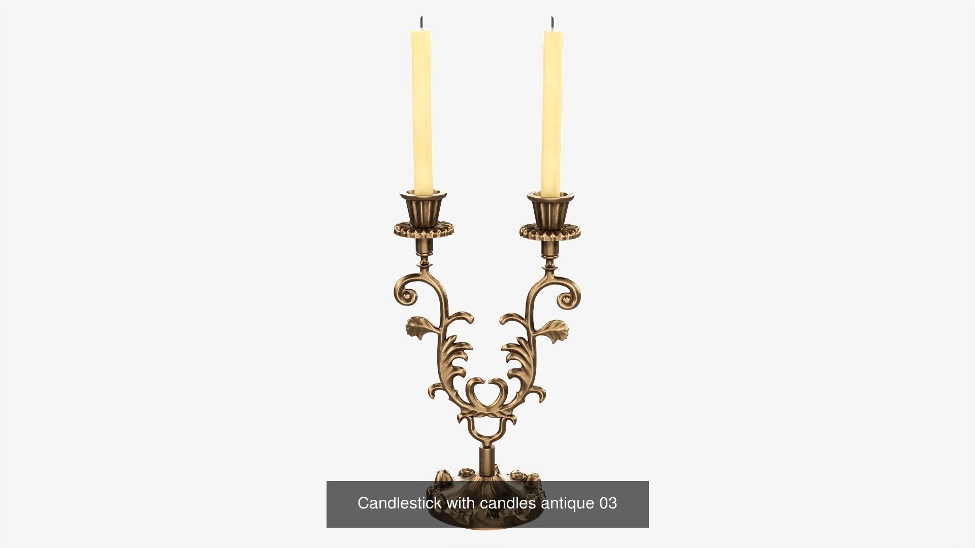 Antique candlesticks with candles 3D Model Collection_7