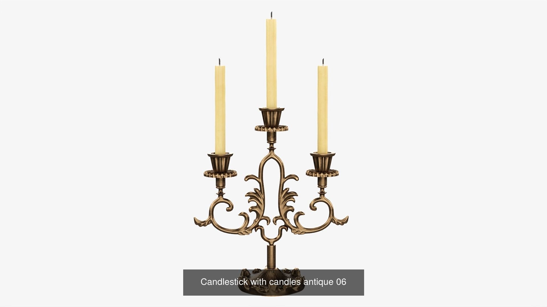 Antique candlesticks with candles 3D Model Collection_10
